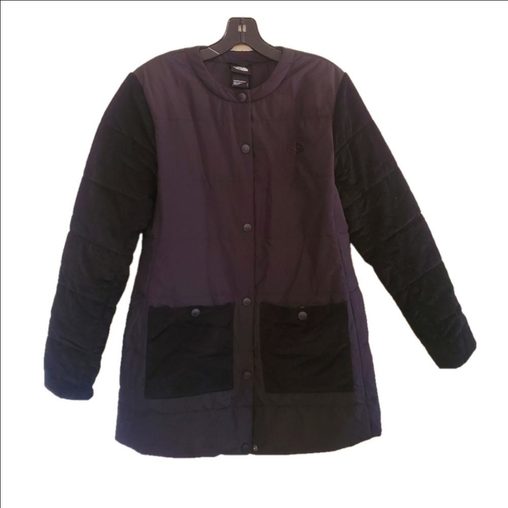 The North Face Lightweight Puffer Black Spring Fall Button Snap Corduroy Size Sm